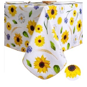 Floral Round 60 Inches Vinyl  Tablecloth with  Flannel Backing  New In Package